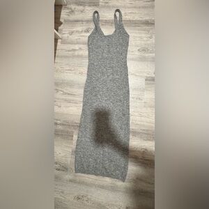 Ribbed Knit Gray Sweater Dress